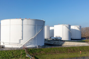 tank farm in Germany with oil and petrol silos