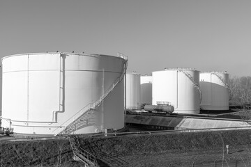 tank farm in Germany with oil and petrol silos