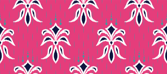 African Ikat paisley embroidery. Ethnic ikat Fabric seamless embroidery. Batik textile seamless pattern digital vector design for Print saree Kurti Borneo Fabric border Ikkat Dupatta