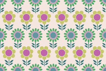 SPRIG FLORAL WITH BLOCKS PRINT DETAIL SEAMLESS PATTERN