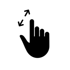 Zoom Gesture, Hand Finger Swipe Up and Down Silhouette Icon. Enlarge Screen, Rotate on Screen Glyph Pictogram. Gesture Slide Up and Down Icon. Isolated Vector Illustration
