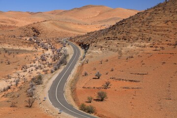 Desert road in Tiznit Province, Morocco