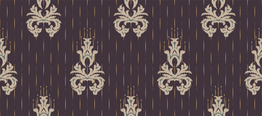 African Ikat paisley embroidery. Batik Textile ikat design seamless pattern digital vector design for Print saree Kurti Borneo Fabric border Ikkat Dupatta