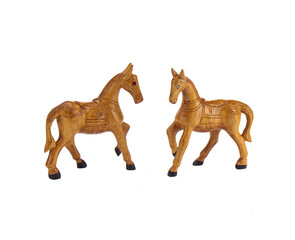horse wood carved on white background
