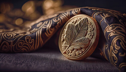 macro photograph showcases every fine detail and texture of a rare and valuable gold coin.