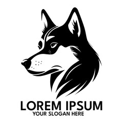 Husky silhouette, logo style vector illustration