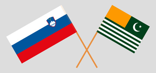 Crossed flags of Slovenia and Azad Kashmir. Official colors. Correct proportion