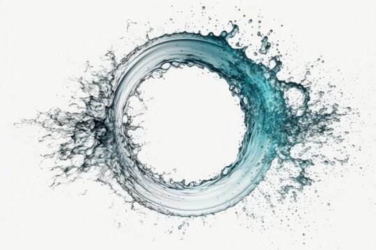 Isolated water circle splash on a white background. abstract shape in close up. Generative AI