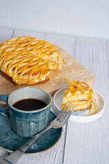 homemade apple pie with coffee