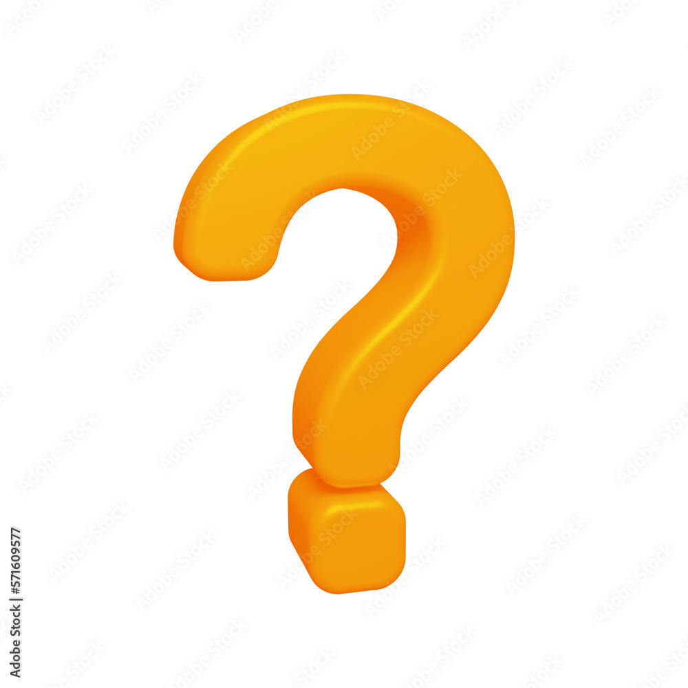 Poster orange question mark or icon design in 3d rendering