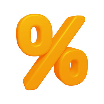 Orange percent symbol or icon design in 3d rendering
