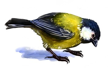 Great Tit, bird, watercolor drawing, digital illustration, animal.