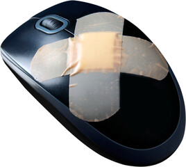 Computer Mouse with a Plaster - Isolated