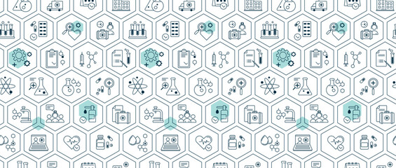 Medical & healthcare icons seamless pattern. Vector illustration