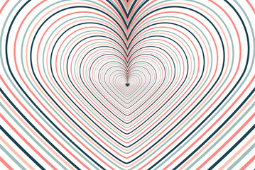 Nested blue cream hearts abstract background, repeated shapes, pattern with hearts, vector design