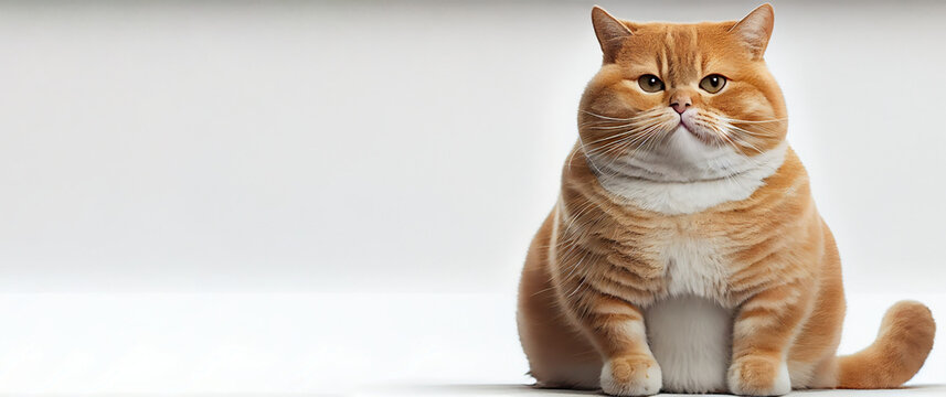 a cute big scootish fold cat sitting on white background with smiley face generative ai