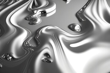 Fototapety  Liquid silver, liquid metal pattern, generative ai