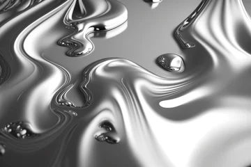 Fototapete Liquid silver, liquid metal pattern, generative ai © Gizmo