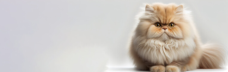 a cute persian's cat on white background with smiley face generative ai