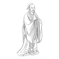 Mencius; or Mengzi was a Chinese Confucian philosopher. Vector - obrazy, fototapety, plakaty