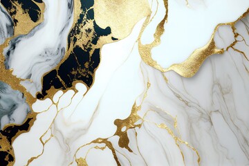 Artistic marble and sparkling gold texture with Generative AI