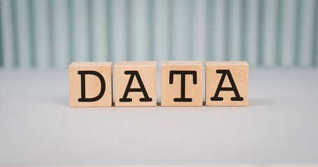 DATA word written on wooden cubes with copy space.