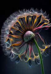 dandelion flower on black, Generative AI