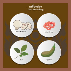 set of icons of Thai food ingredients 
