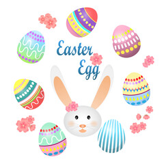 Easter Fastival, Rabbit and Easter egg and flower of vector