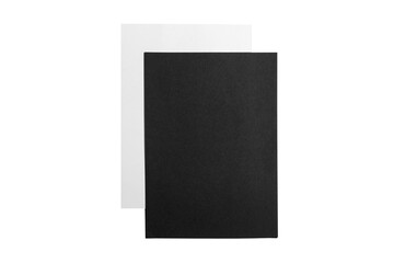 Blank black and white A4 paper sheet mockup isolated on white background. 3d rendering. 