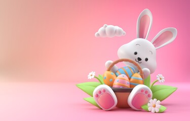 Isolated Easter Bunny. 3D Illustration