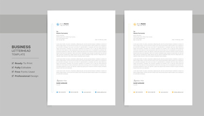 Creative letterhead format template, business style letterhead design template. Company letterhead template designs. Letterhead, flyer template.