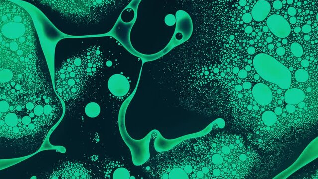 Fantastic structure of bubbles, chemical reactions. Chaotic motion, bubble flow expansion, curlicue of ink. Marangoni effect, phenomenon. Biological research, Moving particles, ink diffusion.