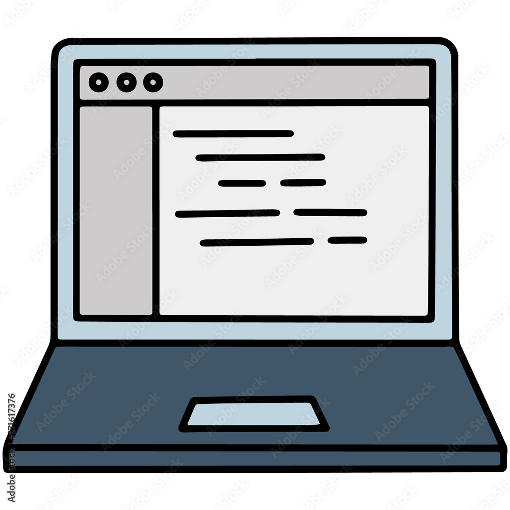 Wall mural linear laptop icon with a code on the screen