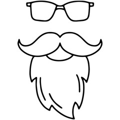 Linear icon of a hipster man with glasses, beard and mustache