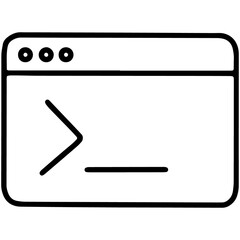 Computer command line linear icon, window with the code