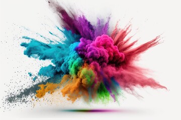 Abstract background with colored powder on a white background. Generative AI