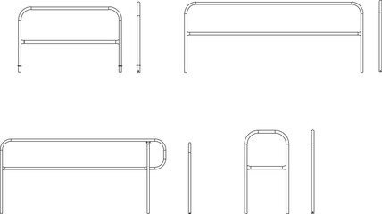 Sketch vector illustration of Sidewalk fence and pedestrian fences