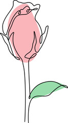 One line drawing of a rose. Vector illustration