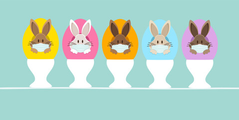 5 Osterhasen Maske In Ei Eierbecher Vorn Türkis