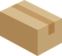 Closed cardboard box taped up, brown closed delivery packaging box
