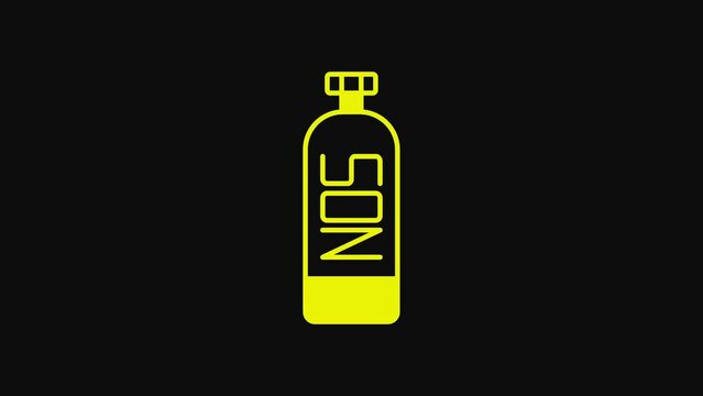 Yellow Nitrous oxide icon isolated on black background. 4K Video motion graphic animation