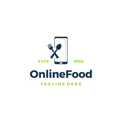 Online food shop logo design vector illustration