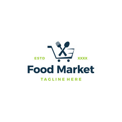 Food market shop logo design vector illustration