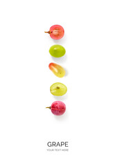Creative layout made of grape on the white background. Flat lay. Food concept.
