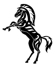 Horse Rearing Stylized Design Illustration