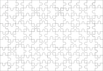 White pieces of puzzle is entire completely. Blank pattern isolated on white background. Stock vector graphics.