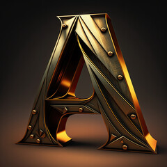 A letter 3D Metal Logo in gold and metalic color for Logo design Ai generative 