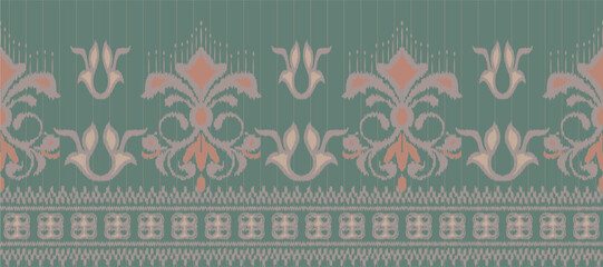 Motif Ikat floral paisley embroidery background. geometric ethnic oriental pattern traditional. Ikat Aztec style abstract vector illustration. design for print texture,fabric,saree,sari,carpet.
