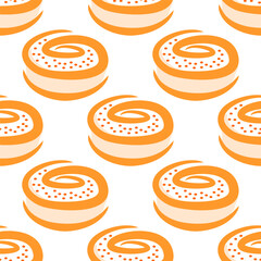 Donut seamless pattern. Baking pattern yellow.